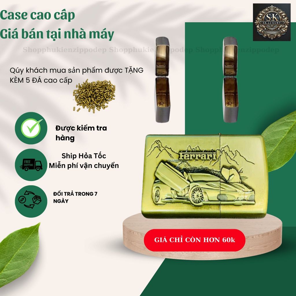 Case Zippo độc lạ, mẫu vỏ đồng cao cấp ,  tặng 5 đá zippo (YOTO4)