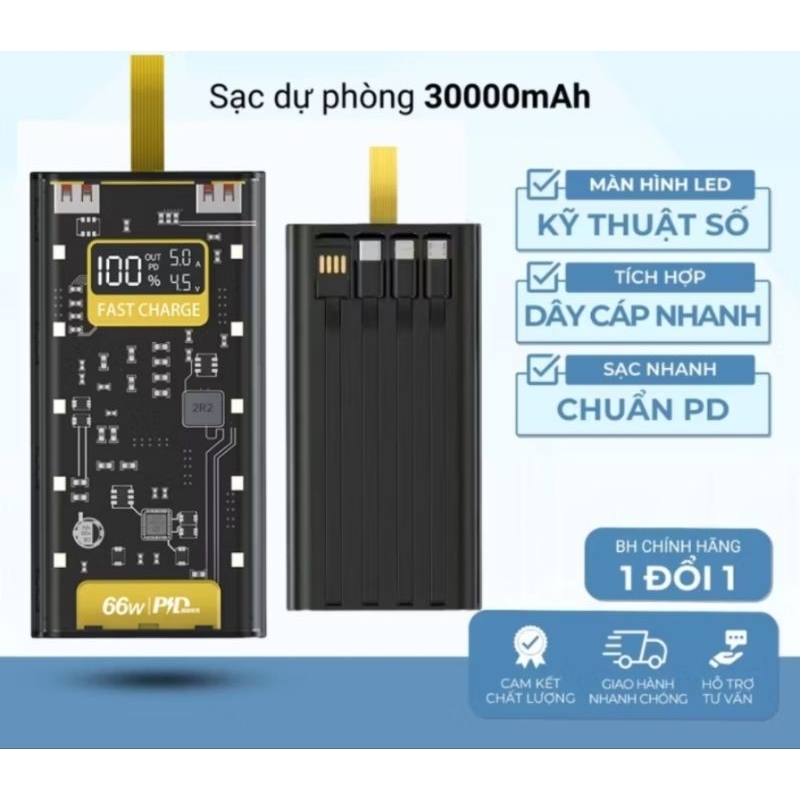 Sạc Dự Phòng 120W PKSAIGON 30,000mAh 4 Cổng Sạc Nhanh 22.5W Tương Thích Mọi Thiết Bị