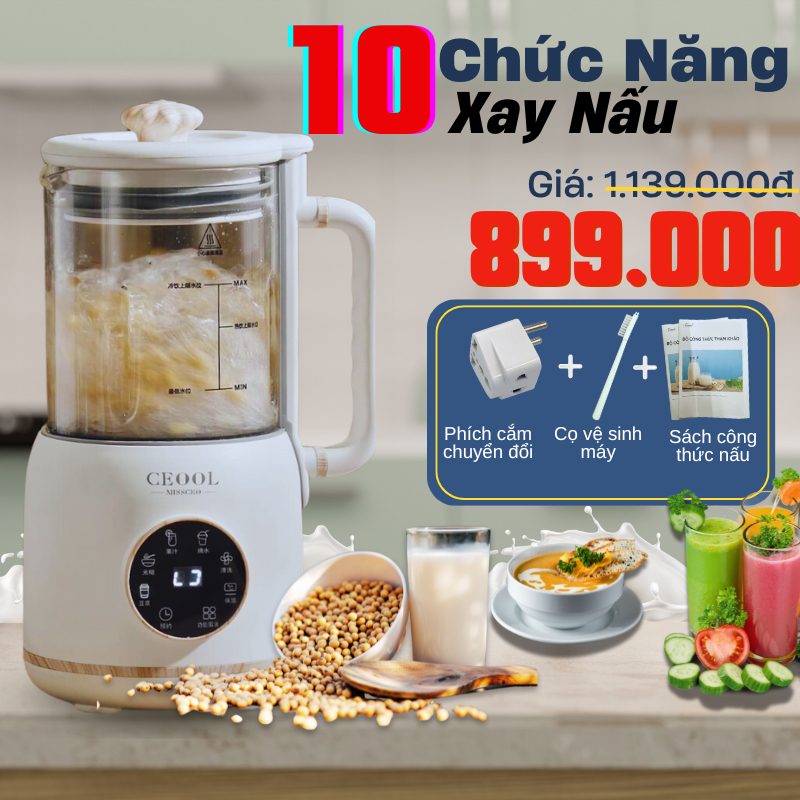 Máy làm sữa hạt đa năng Ceool NP79 800ml - Bản nâng cấp mới nhất 2025 bảo hành 12 tháng