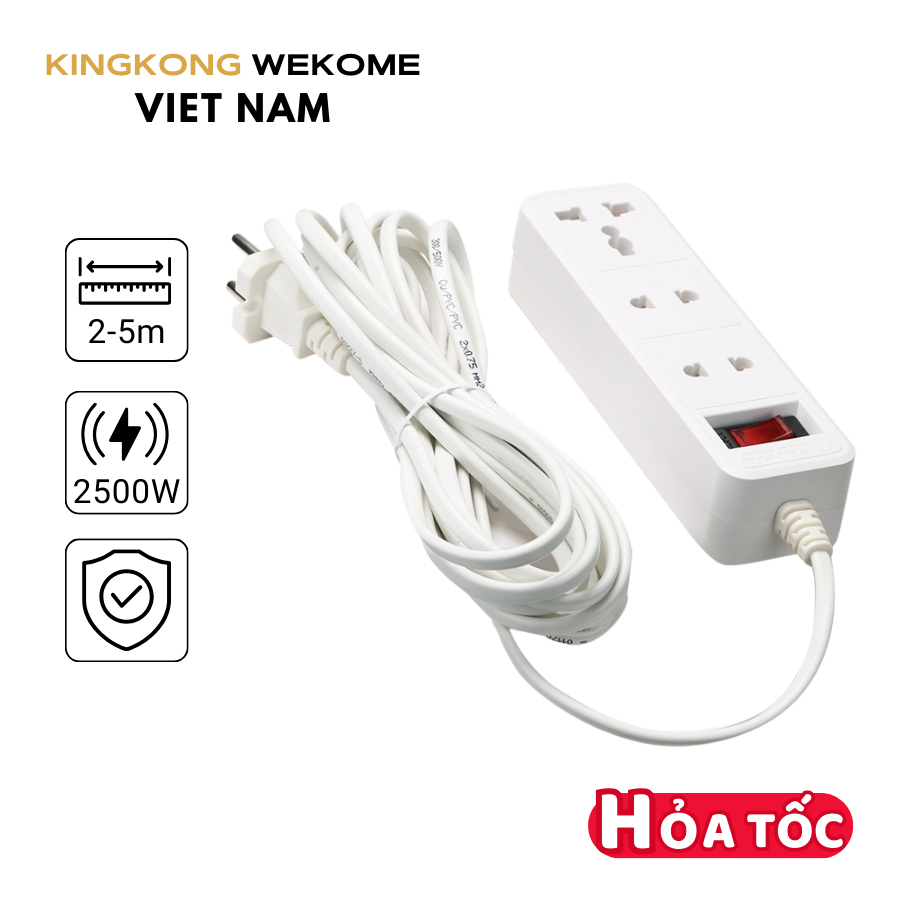 Ổ cắm kéo dài 2m/5m OC05 Rạng Đông - Tự động ngắt, thích hợp với nhiều phích cắm, vỏ nhựa ABS an toà