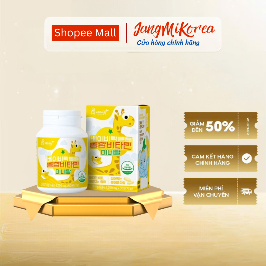 Viên Ngậm Vitamin Tổng Hợp Phát Triển Chiều Cao Cho Bé Babyrak Hàn Quốc Daedong Lọ 60 Viên