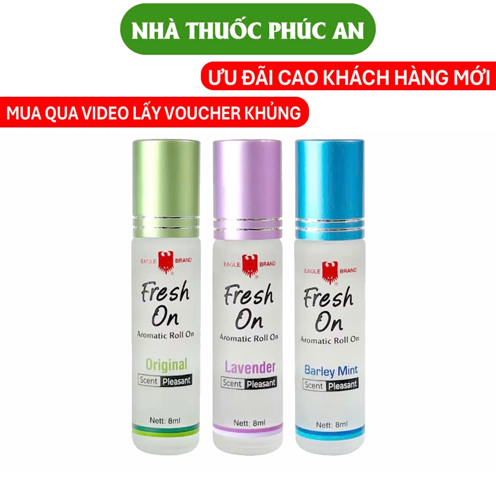 Dầu lăn Con Ó Fresh On Eagle Brand Singapore 8ml giúp tinh thần sảng khoái, chống say tàu xe