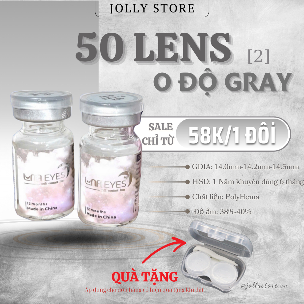 [1 Đôi] Lens Gray 0 độ LUNA EYES Kính áp tròng JOLLY STORE (Link 2)