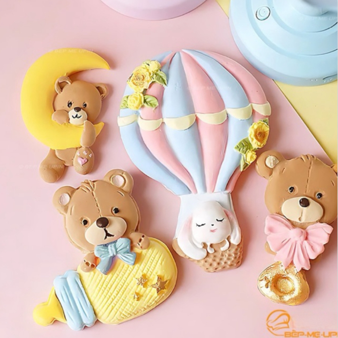 Khuôn silicon gấu thôi nôi chủ đề bánh cho bé khuôn em bé bình ty chữ baby các mẫu