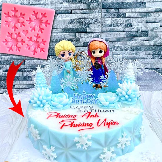 Khuôn silicon vỉ 4 bông tuyết khuôn noel