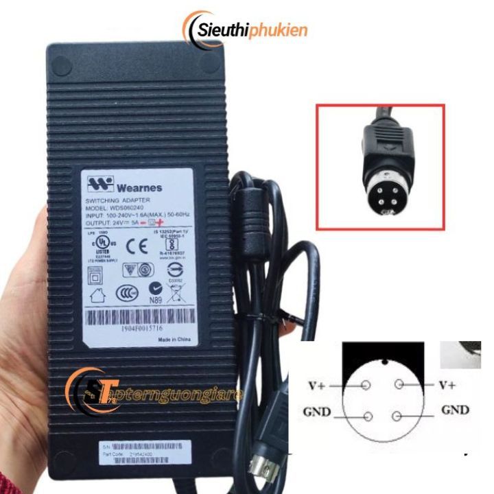 Cục nguồn 24v 5a chân cắm 4 pin mạch xịn - hàng New 100% bảo hành 12 tháng, adapter 24v 5a
