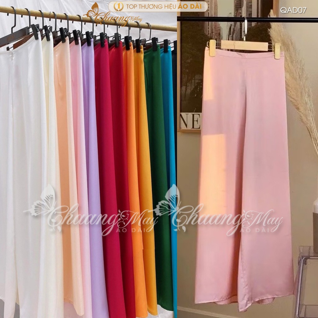 Quần mặc áo dài cách tân nữ truyền thống lụa Ngọc trai may sẵn suông ống rộng thoáng mềm dự tiệc cưới lễ tết đẹp QAD07