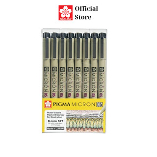  Bộ 8 bút đi nét màu không lem Sakura Pigma Micron 05 – Ngòi 0.45mm 