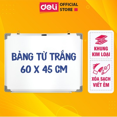 Bảng Từ Trắng DELI Kích Thước 60x45cm Bảng Mica Từ Tính Nam Châm Bảng Fooc Trắng Có Móc Treo Tường