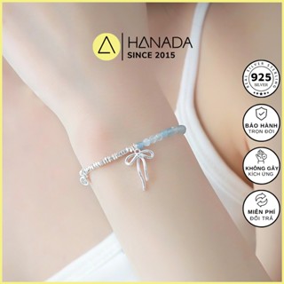 [BH TRỌN ĐỜI] Lắc Tay BẠC 925 HANADA Long Lanh Nữa Vòng Đá Charm Nơ , Vòng Tay Đính Đá Tiểu Thư Nữ 1804 F15
