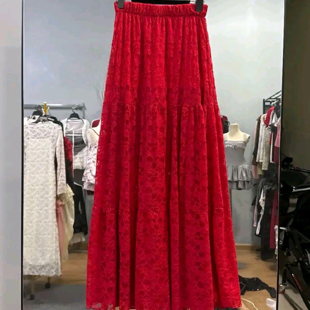 [ CV-103 ] Chân váy ren 2 lớp form dài 1m có lót dễ thương sang trọng lưng thun eo 58-75cm Free Size dưới 54kg hot top | BigBuy360 - bigbuy360.vn