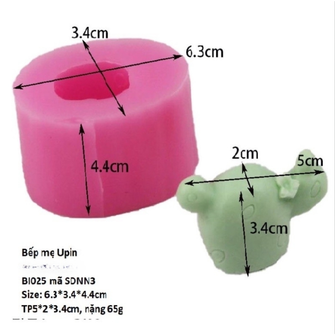 Khuôn silicon xương rồng, sen đá làm thạch rau câu mã SRNN3