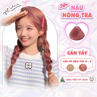 Thuốc Nhuộm Tóc Màu NÂU HỒNG TRÀ tặng kèm bao tay trùm đầu bịt tai | Mouhair