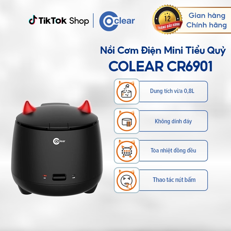 Nồi Cơm Điện Mini Tiểu Quỷ Coclear CR6901 Đa Năng Nấu Cơm Mì Cháo - Hàng Chính Hãng