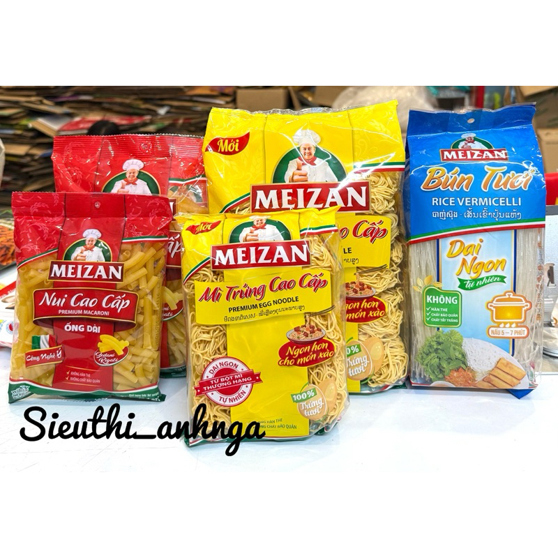 Nui Cao Cấp/Mì Trứng/Bún Tươi Meizan Túi 200g-500g
