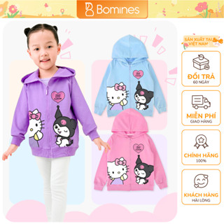 Áo khoác bé gái Kuromi, Hello Kitty BOMINES, chất da cá cotton cho bé từ 3 -12 tuổi khoảng 12 - 44kg AKBGKRM