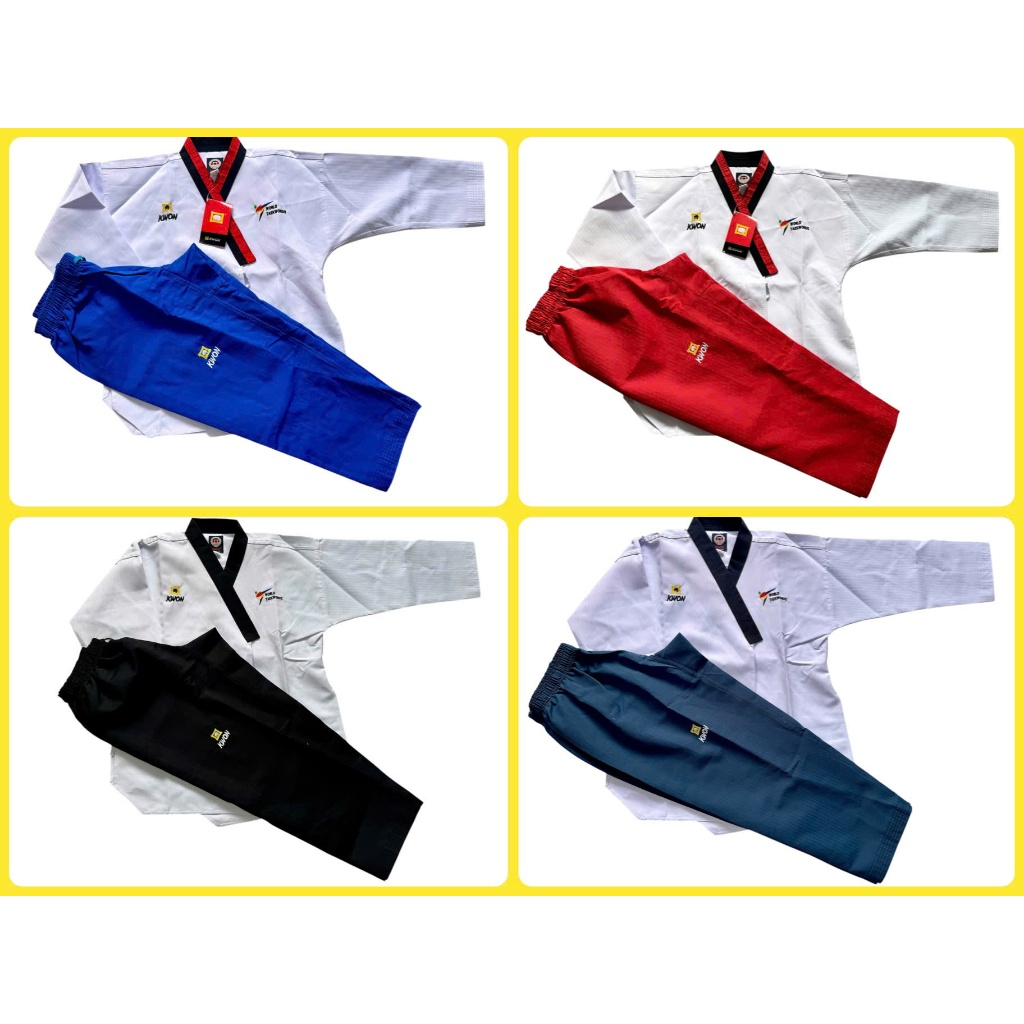 Võ Phục Quyền Taekwondo Cao Cấp Vải Sọc KWON có full Size Màu chọn lựa, Hỏa Tốc HCM