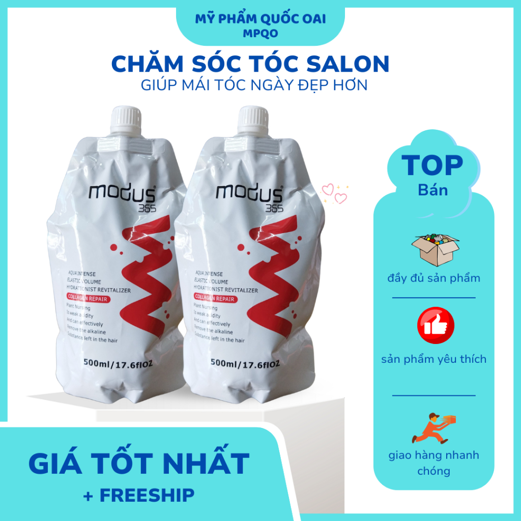 Kem ủ hấp tóc Modus Collagen 365, HDV6, HELIDA Phục Hồi Mềm mượt 500ml MPQO