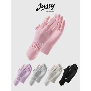  Găng Tay Chống Nắng Cổ Chun Logo Chữ X Cao Cấp JG28 Jussy Official Bao Tay Nữ Vải Thun Lụa Băng Chống Tia UV UPF>50+ 