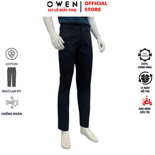  Quần kaki nam OWEN QKR251270 form Regular Fit dáng suông màu đen trơn khaki hàng hiệu Vải Cotton cao cấp mềm mại thấm hú 