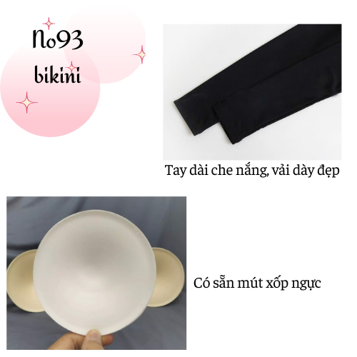 Bikini 1 mảnh sexy No93 bikini liền thân kín đáo dài tay dễ thương màu đen Đồ bơi nữ tay dài đi biển đẹp hở lưng | BigBuy360 - bigbuy360.vn