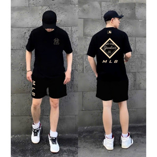 Set Bộ MLB Form Rộng Áo Vải 100% Cotton 2c, Quần Nỉ Chân Cua Dày Dặn