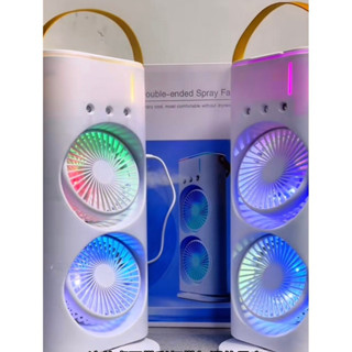 Quạt Điều Hoà Hơi Nước Loại Mới 2 Cánh Gió Tạo Độ Ẩm -  Tích Điện 4000mAh Kiêm Đèn Ngủ Đa Sắc, Phun Sương Làm Mát