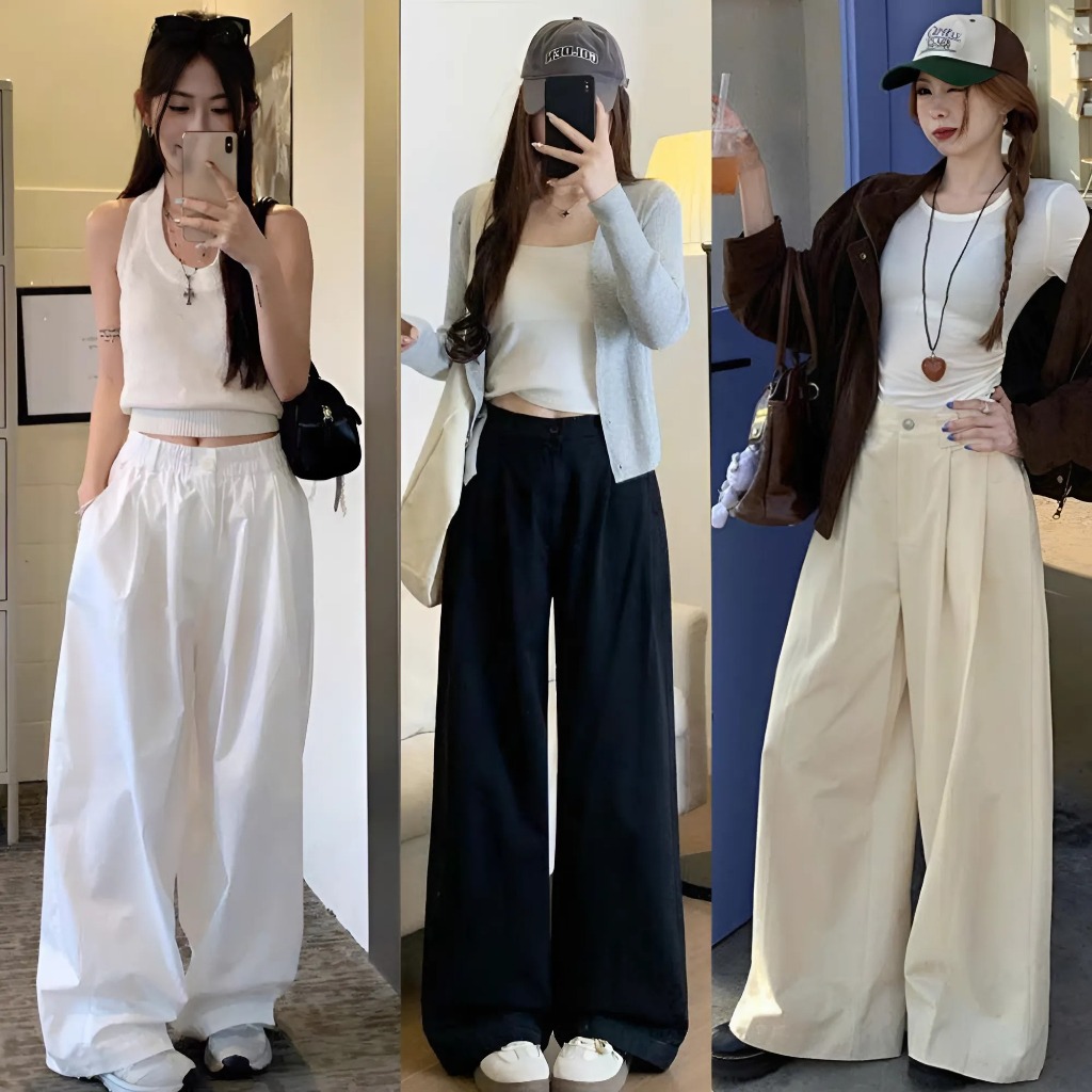 Quần Kaki Xếp Ly Ống Rộng MIAA Vải Đẹp Mềm Thoáng Mát, Quần Kaki Ống Rộng Basic Cạp Trễ Phong Cách Châu Âu | BigBuy360 - bigbuy360.vn