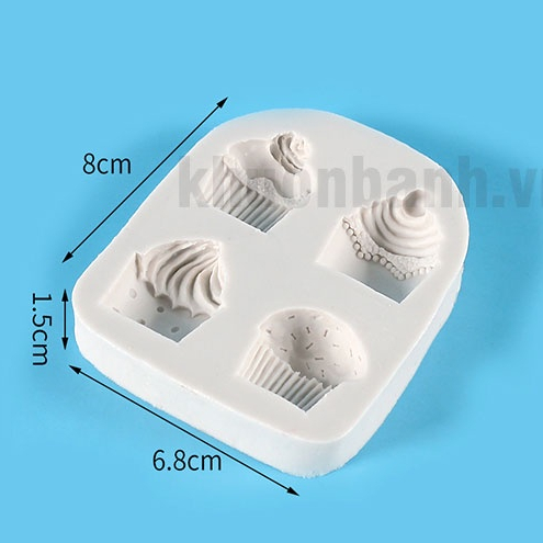 Khuôn silicon vỉ 4 cốc kem làm đất nặn socola kẹo bánh ngọt