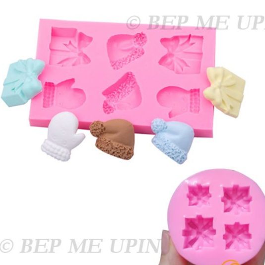 Khuôn silicon mũ hộp quà bao tay làm bánh sinh nhật cúng thôi nôi cho bé