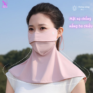 Khẩu Trang Chống Nắng Ba Chiều, Khẩu Trang Chống Tia UV Vải Lụa Băng Phủ Mặt Cổ Vai Gáy Hợp Thời Trang
