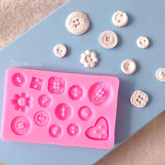 Khuôn silicon cúc áo nhiều mẫu trái tim bông hoa