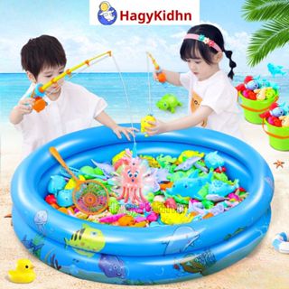 Bộ Đồ Chơi Câu Cá Nam Châm 42 Chi Tiết Kèm Bể Phao Cho Bé Hagykidhn Trò Chơi Giải Trí Có Cần Câu