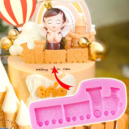 Khuôn silicon đoàn tàu hỏa làm chocolate rau câu đất nặn