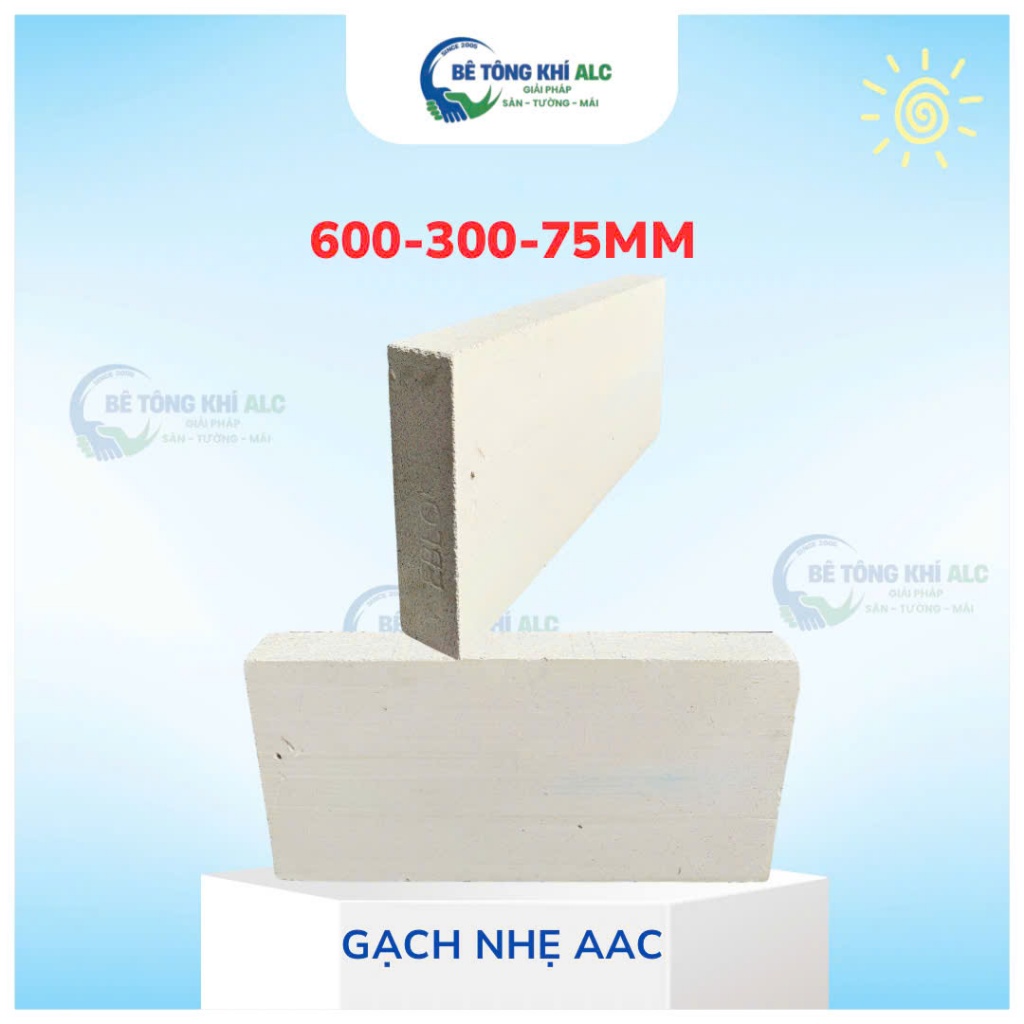 Gạch Bê Tông Nhẹ AAC, Gạch SAKO Eblock, KT 600x200/300x75mm