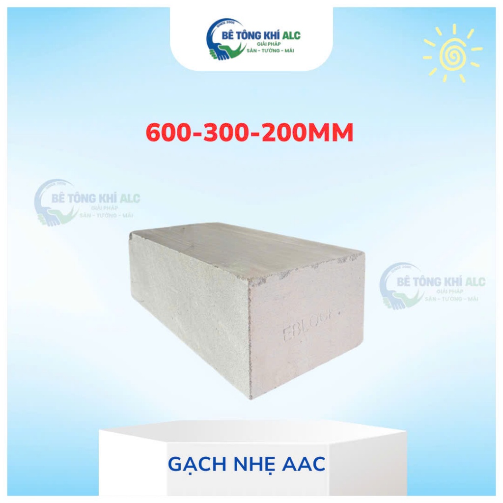 Gạch Bê Tông Nhẹ AAC, Gạch SAKO Eblock, KT 600x200/300x200mm