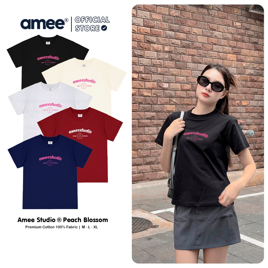 Áo thun Baby Tee Local Brand Amee Studio/ Peach Blossom 100% Cotton 250gsm | BigBuy360 - bigbuy360.vn