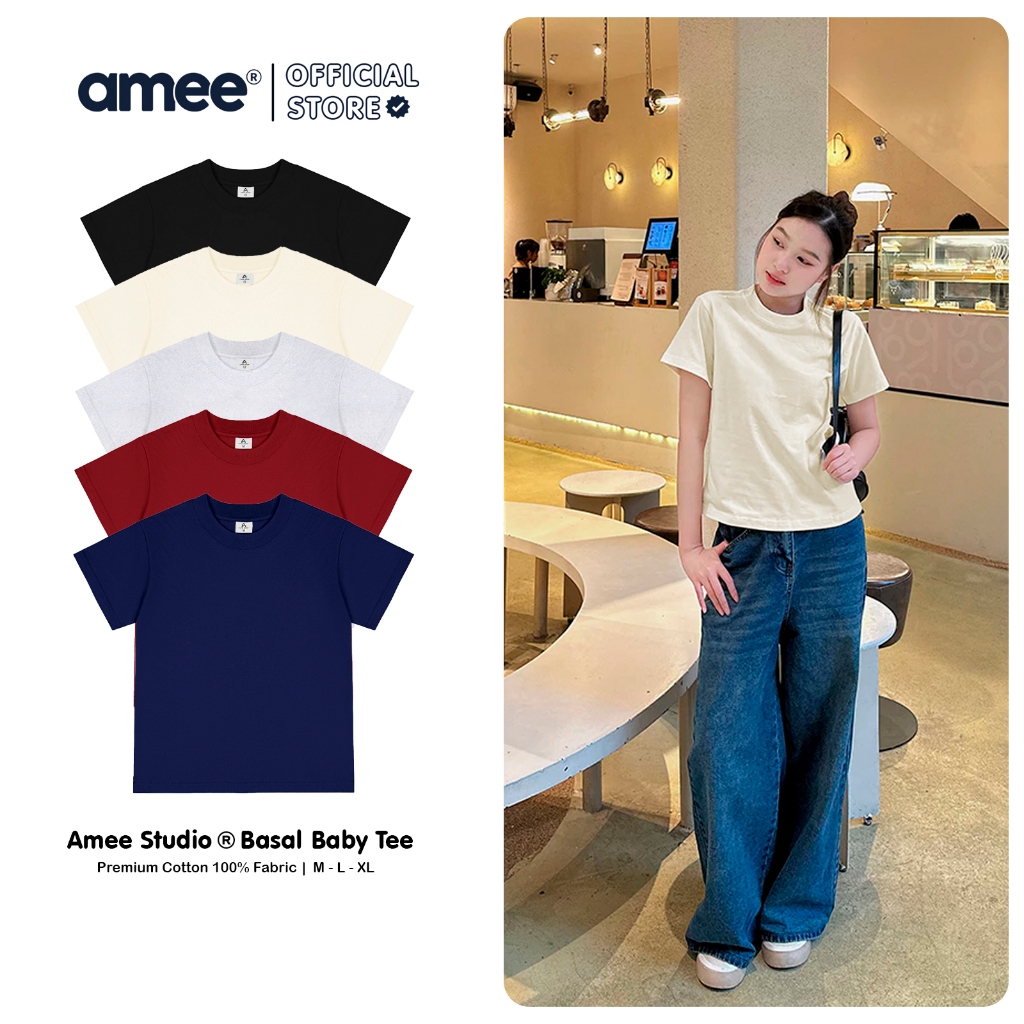 Áo thun Baby Tee Trơn Local Brand Amee Studio 100% Cotton 250gsm | BigBuy360 - bigbuy360.vn