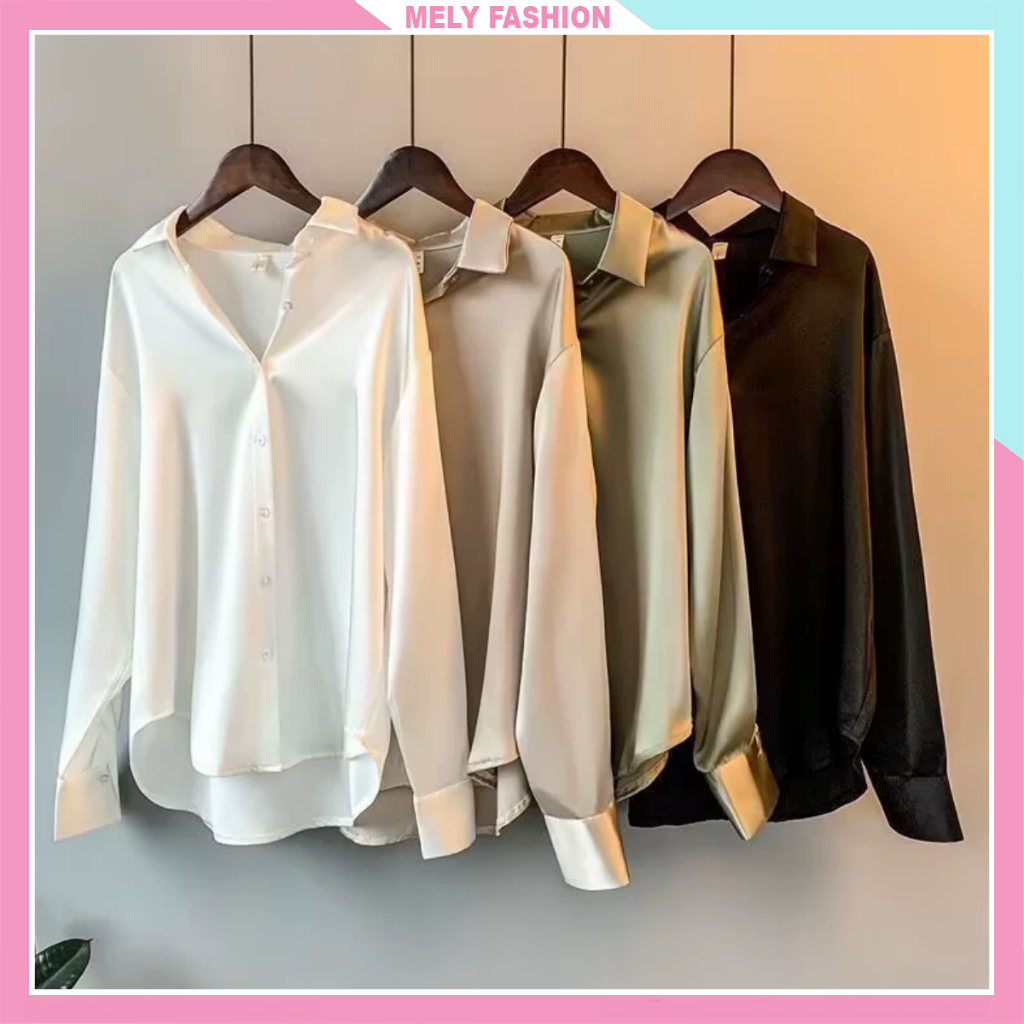 Áo sơ mi nữ lụa Mely Fashion form rộng cổ vest công sở sang trọng chất mềm mát nhiều màu có bigsize 