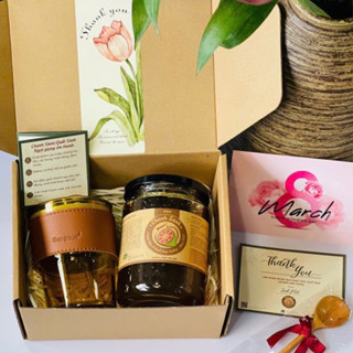 (HỎA TỐC) Set Quà Chanh Sành Hộp Nắp Gài kèm Cốc Thủy Tinh, Thìa và Thiệp xinh xắn làm quà tặng trong dịp lễ