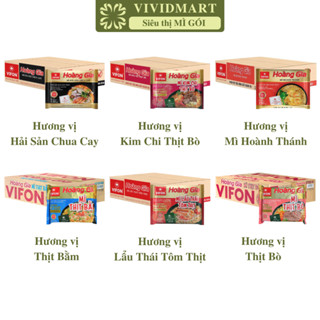 THÙNG18GÓI-VIFON- Mì Hoàng Gia 6vị: Hoành thánh, Lẩu thái tôm thịt, Kim chi thịt bò, Thịt bằm, Thịt bò, Hải sản chua cay