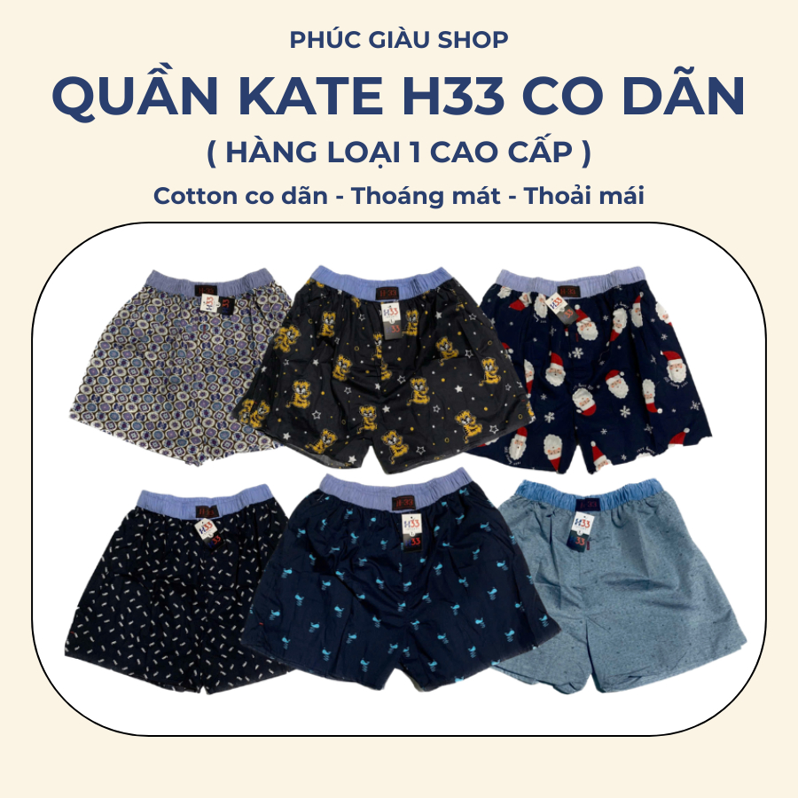 [HÀNG LOẠI 1] Quần Kate Nam Mặc Nhà Thoải Mái Rộng Rãi, Quần Đùi Nam Co Dãn Thoáng Mát H33