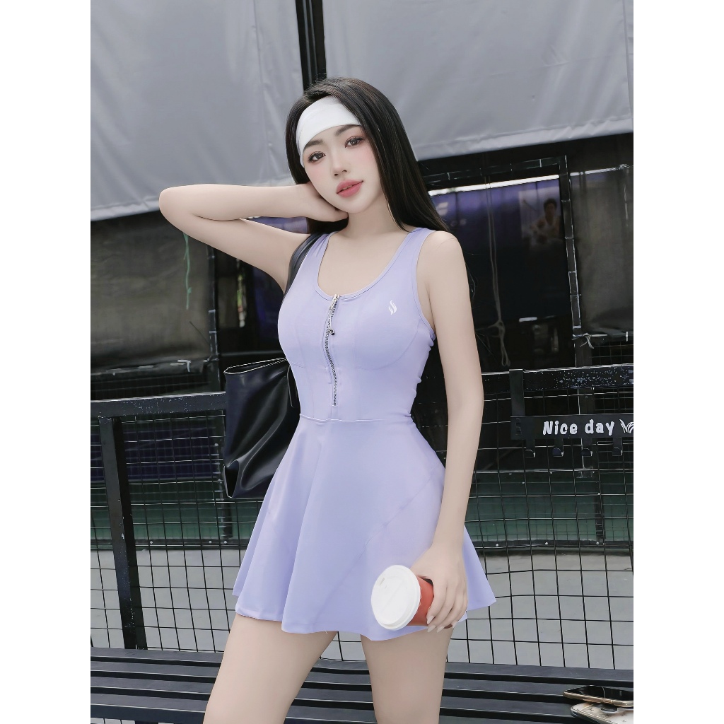 Váy thể thao nữ liền thân, không tay, khóa kéo trước ngực,dệt kim từ sợi tổng hợp 82,5% Polyester + 17,5% Spandex V-PICK | BigBuy360 - bigbuy360.vn