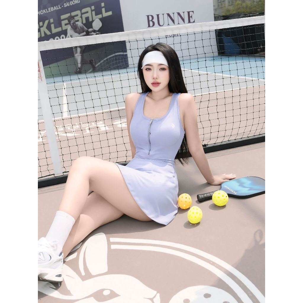 Váy thể thao nữ liền thân, không tay, khóa kéo trước ngực,dệt kim từ sợi tổng hợp 82,5% Polyester + 17,5% Spandex V-PICK | BigBuy360 - bigbuy360.vn