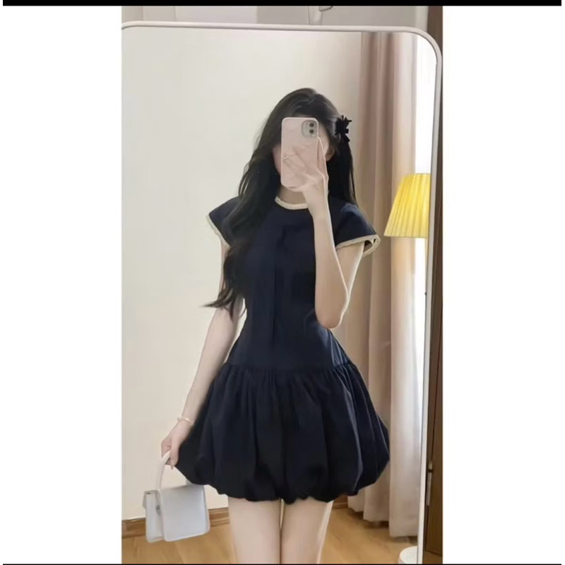 Váy Dáng Bí Phồng Đính Nơ Phối Ren Dáng Ngắn Dây Buộc Eo Kèm Quần Bảo Hộ Rời , Đầm Dáng Bí LOSY.STORE | BigBuy360 - bigbuy360.vn