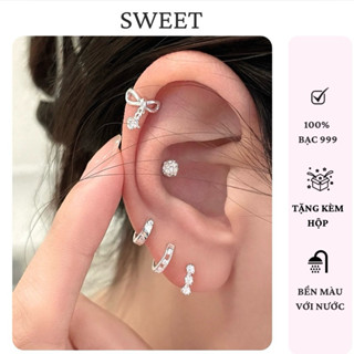 (1 chiếc) Khuyên Tai 100% Bạc Thật S990 Đeo Vành Tai Cá Tính - Sweet