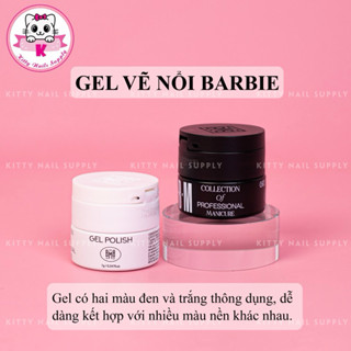 Gel vẽ nổi Barbie Mirage đen trắng, Gel vẽ trang trí móng cao cấp cho thợ nail - Kitty Nails Supply