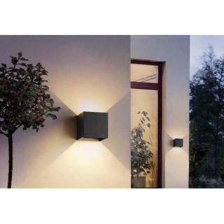 ( Hàng vỏ nhôm dày, chip led tốt) Đèn ngoài trời, đèn tường cầu thang, đèn hắt tường 2 tia vuông AD14