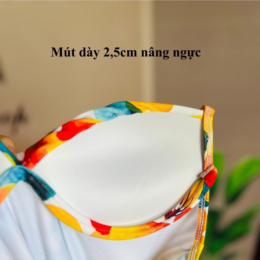 Bikini 3 mảnh kèm khăn No93 áo tắm nữ bikini cạp cao che bụng bikini nâng ngực đi biển bikini 2 mảnh có mút ngực | BigBuy360 - bigbuy360.vn