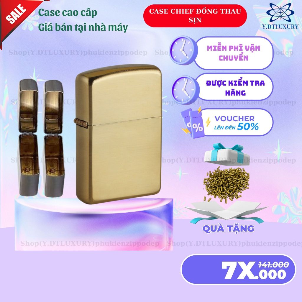 Case Zippo độc lạ, mẫu VÀNG GOLD cao cấp, tặng 5 đá zippo (YVT),
